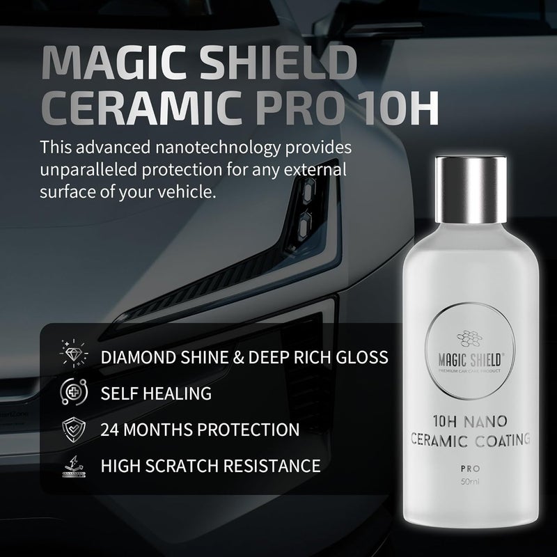 Magic Shield Ceramic Coating PRO 10H - Self-Healing | Long lasting for 2 cars+ | Advanced SiO2 Protection | Easy Application | Candy-Like Gloss | Perfect for Cars, Motorcycles, RVs, and Boats (50ml) - Image 3